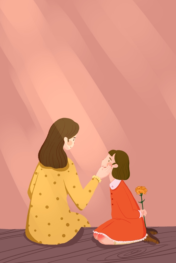 三八妇女节女王节女神节温馨送礼儿童插画海报