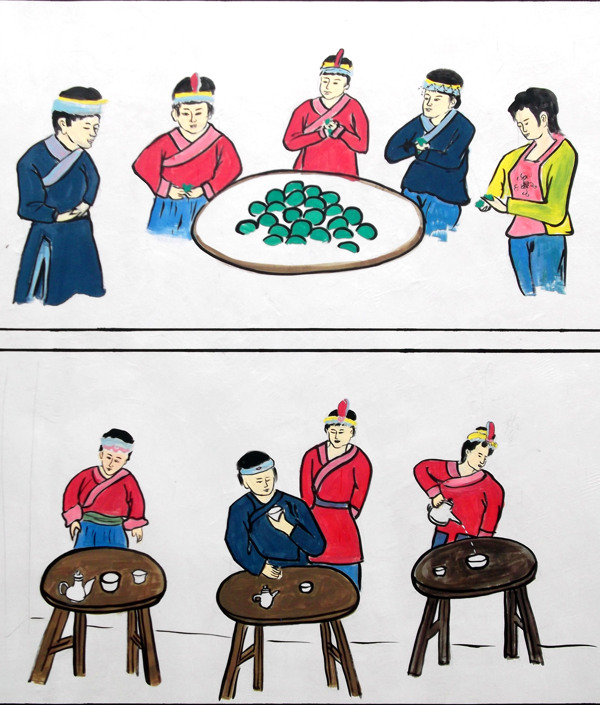 畬族喝茶做糍粑圖片