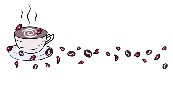 咖啡与咖啡豆分割线插画