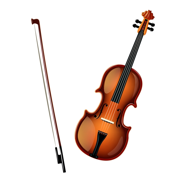 小提琴乐器矢量手绘元素