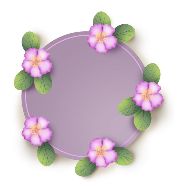 粉色花卉圆形文本框