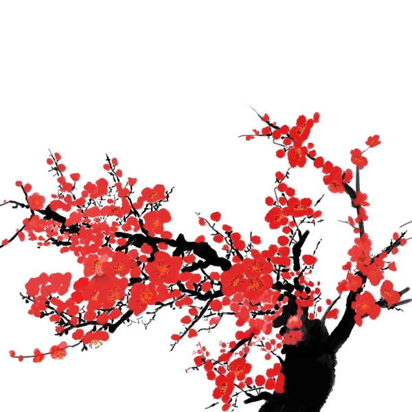 卡通手绘梅花树中国风元素
