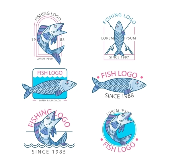 手绘鱼钓鱼俱乐部标志