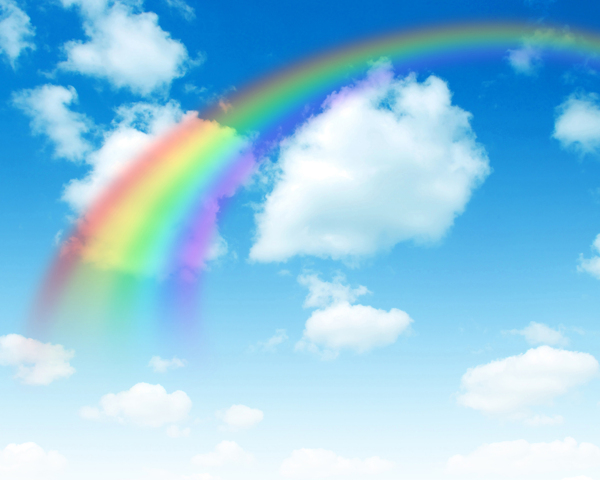 蓝天上的彩虹图片