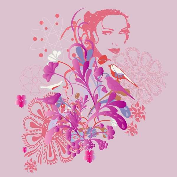 印花矢量圖時尚休閑女裝成熟優(yōu)雅女裝T恤圖案潮流免費素材