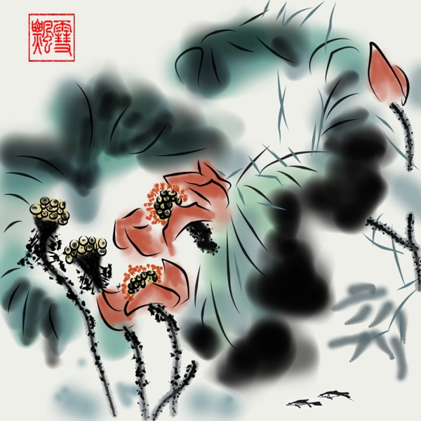 寫意荷花圖片