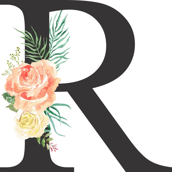 创意婚礼季字母R浪漫花朵
