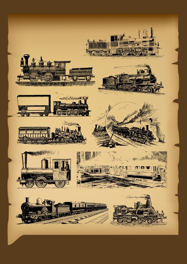 手绘素描交通工具图片