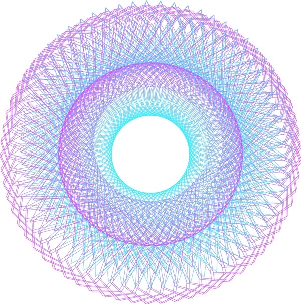 唯美蓝紫色圆形线条图案元素