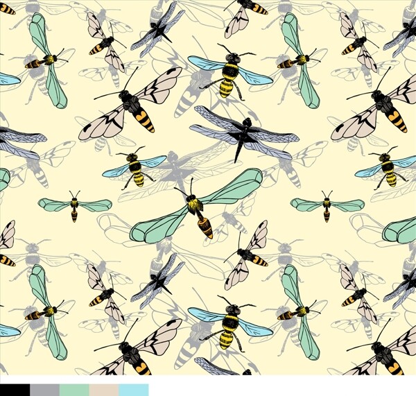 蜻蜓矢量图下载黄蜂矢量图下载