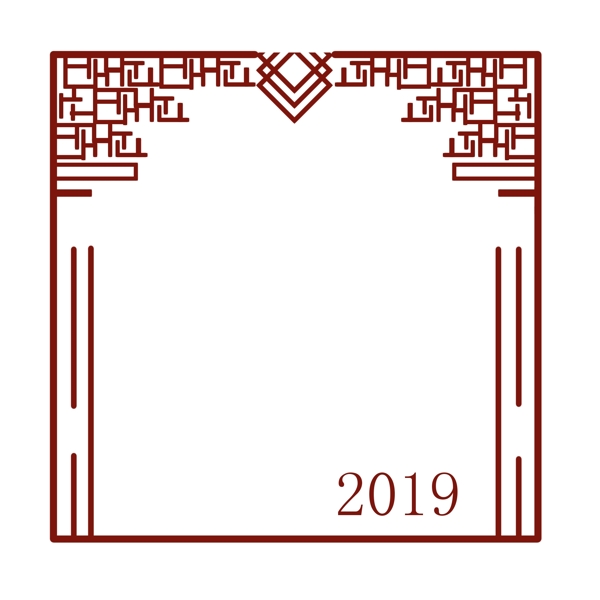 新年立體邊框插畫