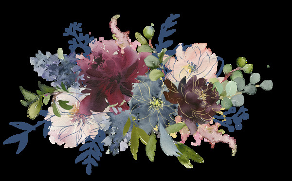 手绘植物组合花朵婚礼素材