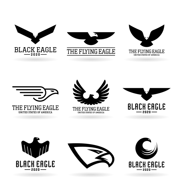 黑色抽象猎鹰logo矢量素材