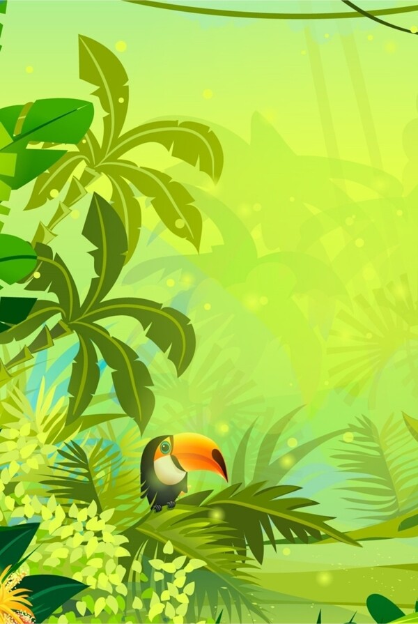 热带雨林啄木鸟植物背景
