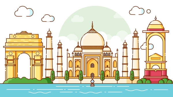 MBE之印度旅游风光建筑矢量插画