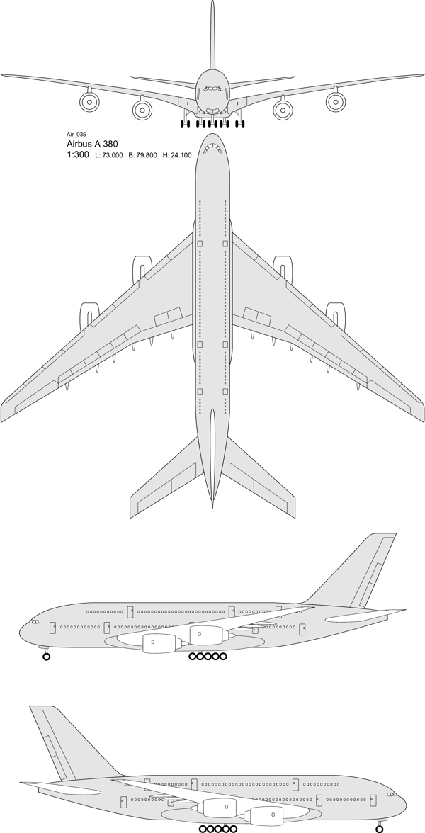 飛機平面設(shè)計圖矢量素材