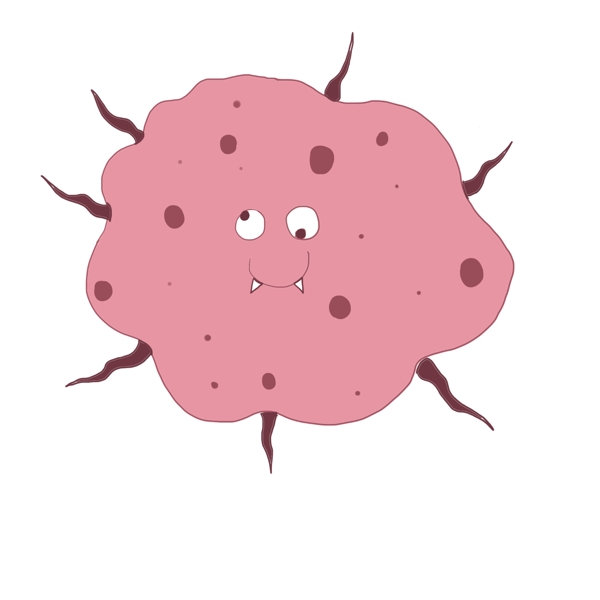 粉色细菌卡通插画