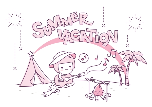 白色夏日清爽椰樹EPS