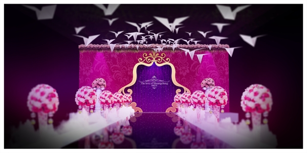 玫紫色婚礼背景底纹欧式花纹