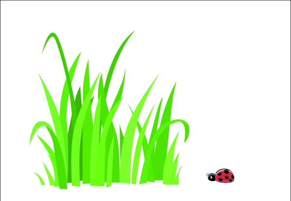 卡通矢量草和甲壳虫
