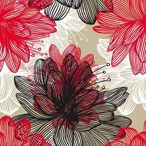 線描花朵
