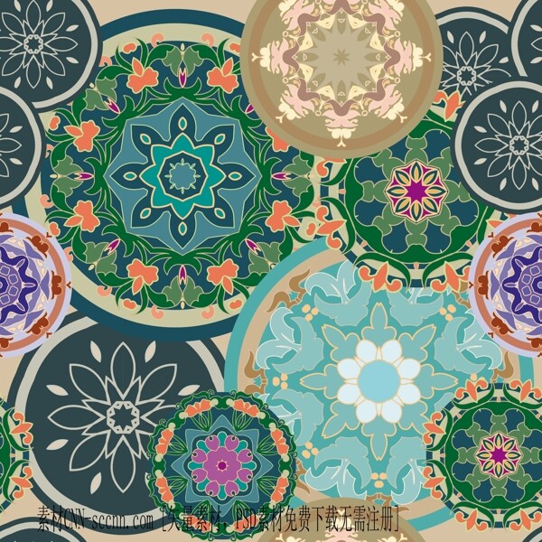传统花卉纹样图案背景矢量素材