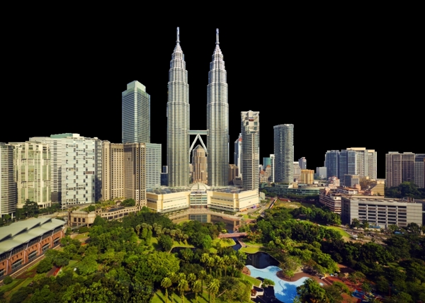 马来西亚双子塔建筑群图片