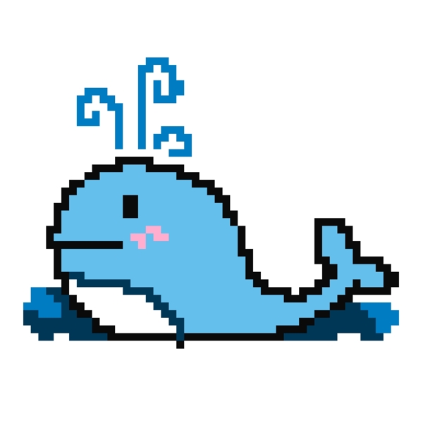 蓝色的像素鲸鱼插画
