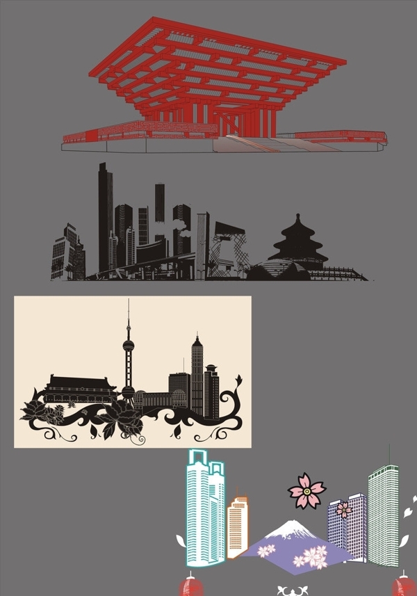 北京城市剪影上海建筑剪影图片