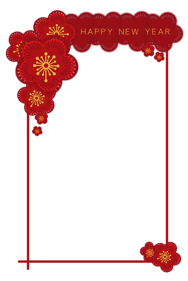 梅花剪纸节日手绘边框
