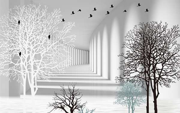 立体空间抽象树背景墙