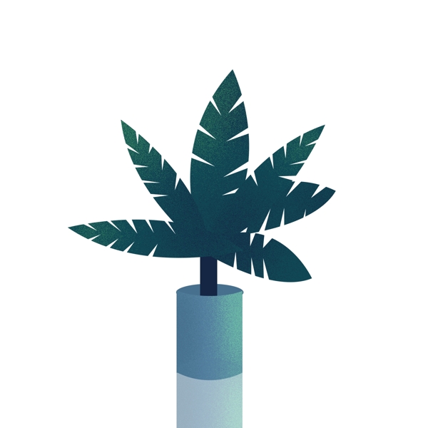 綠色植物盆栽插畫元素