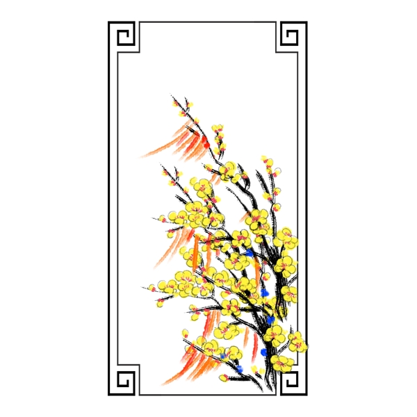 卡通手繪中國風鮮花邊框