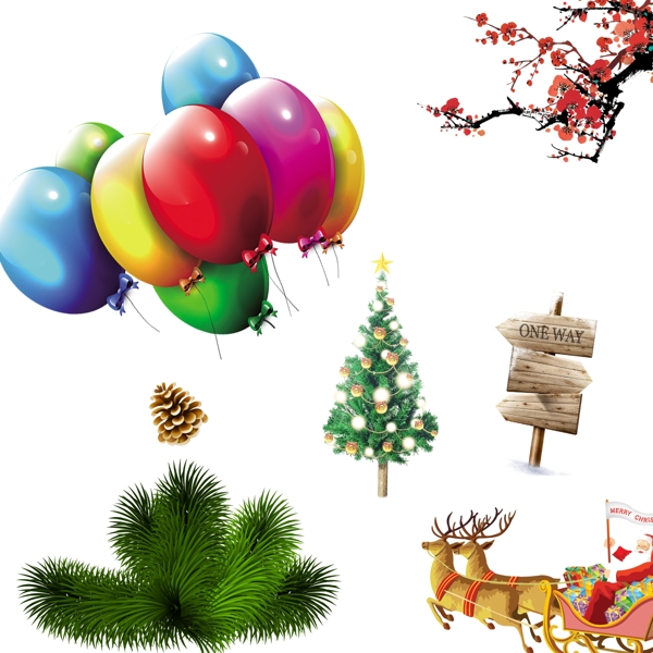 气球梅花麋鹿圣诞树