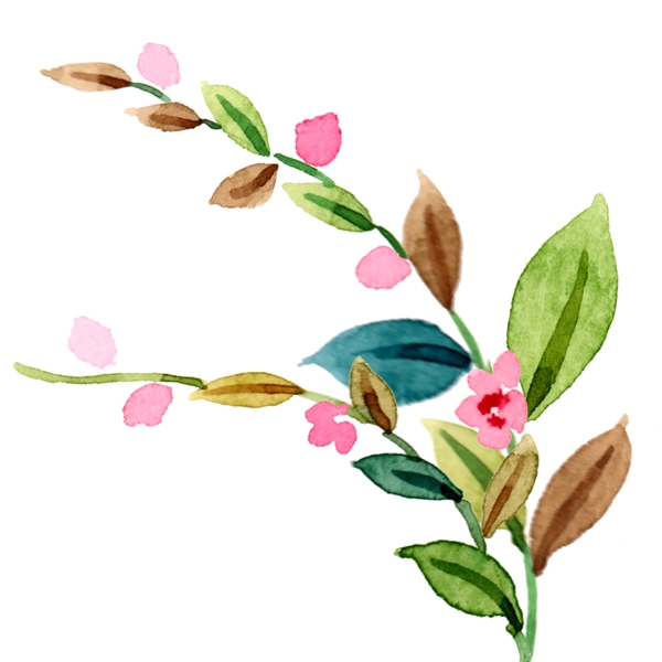 柳葉小花創(chuàng)意植物元素
