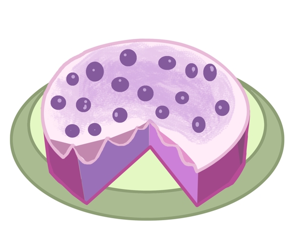 蓝莓蛋糕美食插画