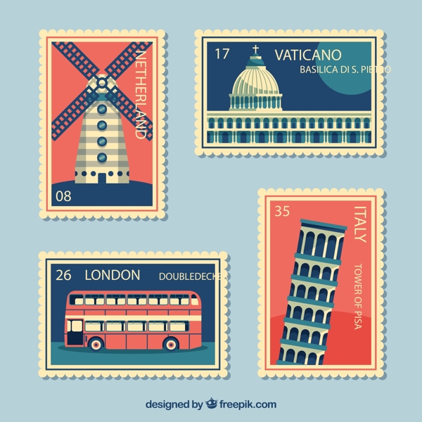 环球旅游邮票图片
