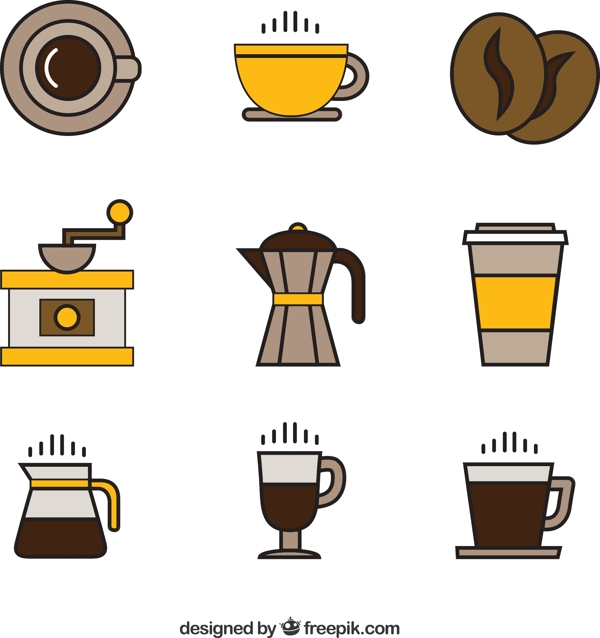 9款咖啡元素图标设计矢量素材