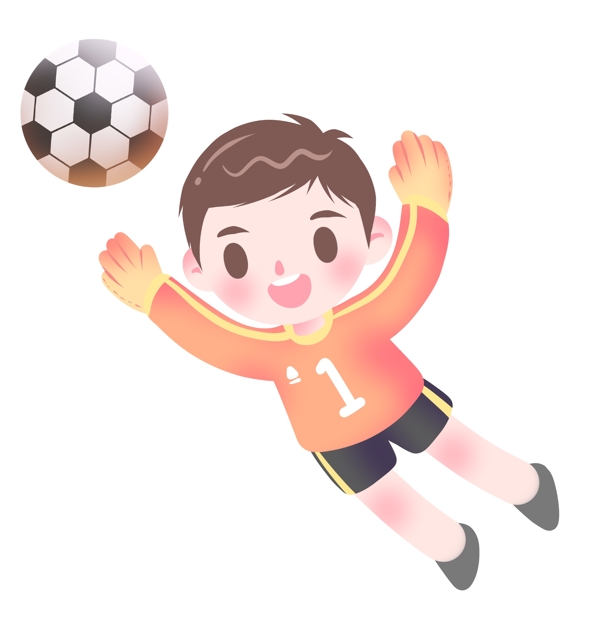 玩耍的小男孩和足球