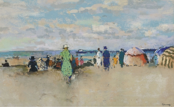PaulElieGernezSceneontheBeachTrouville畫家風(fēng)景畫靜物油畫建筑油畫裝飾畫
