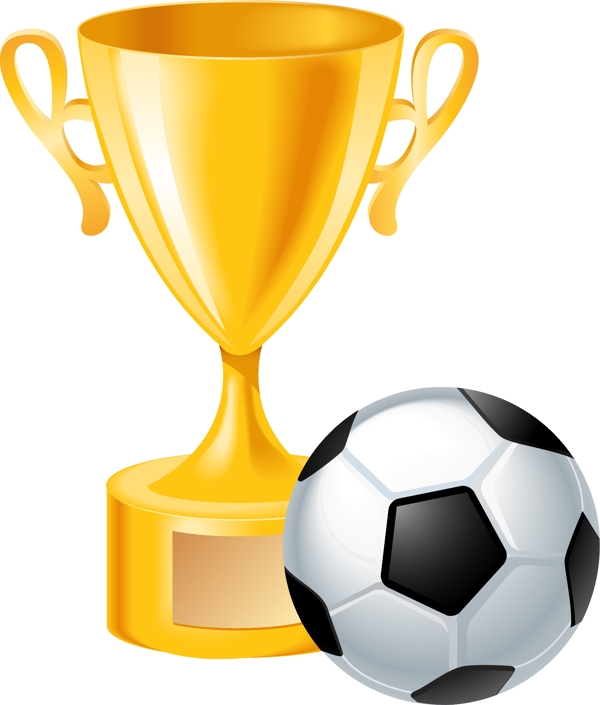 金色奖杯与运动足球