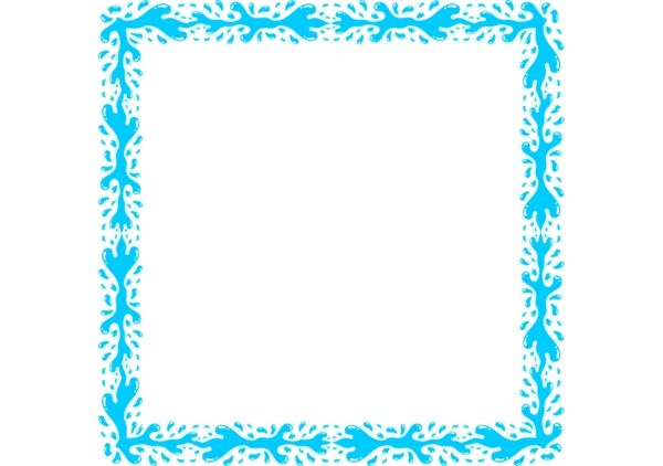 抽象水滴图案蓝色边框免抠psd透明素材