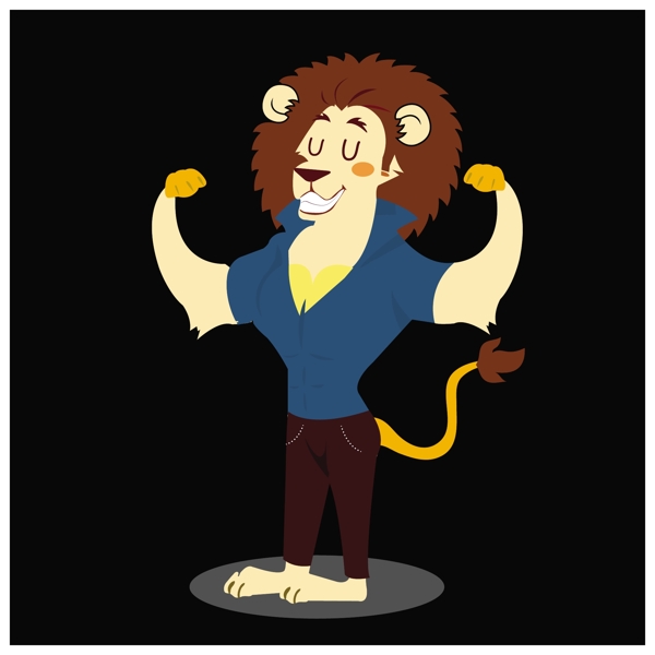 狮子的角色设计与潮人风格自由向量