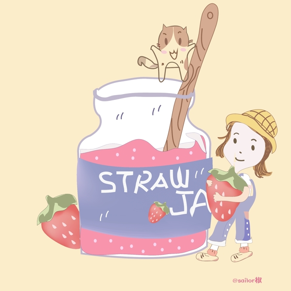 草莓奶酪插画