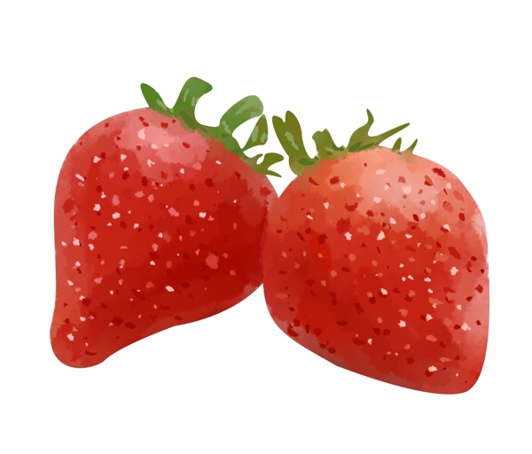 两个草莓手绘插画