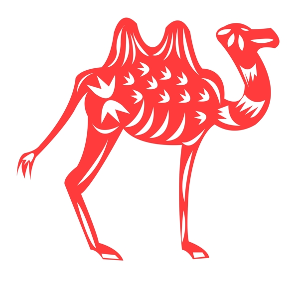 卡通手绘骆驼剪纸插画