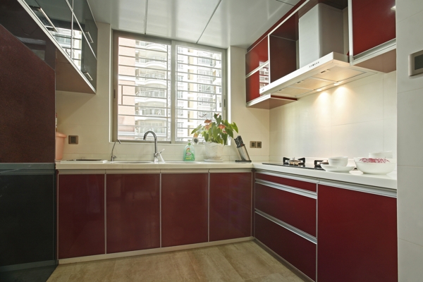 时尚厨房红色橱柜设计图