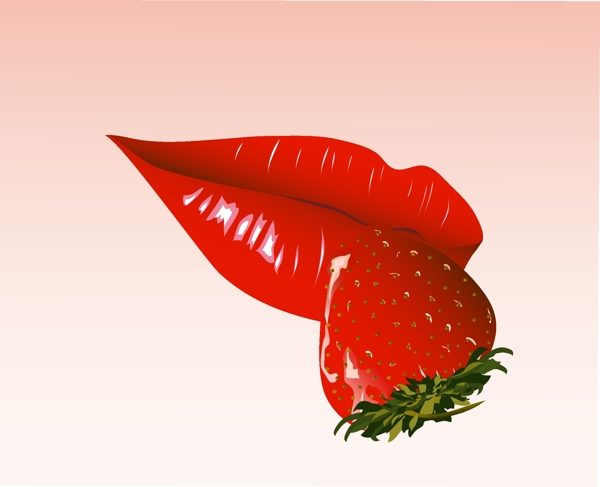 精美草莓和嘴唇花纹