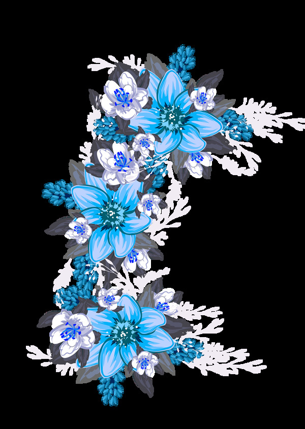 藍(lán)色花朵png元素素材