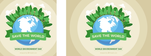 世界环境日的背景是绿树和地球